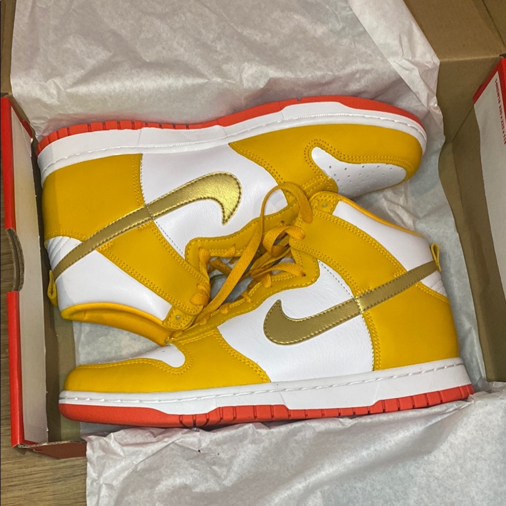 Nike Yellow and Gold High-Top Sneakers